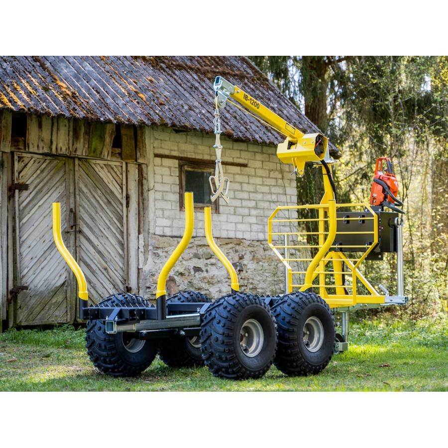 IB Komplett Timmervagn med kran boggie IB 1200