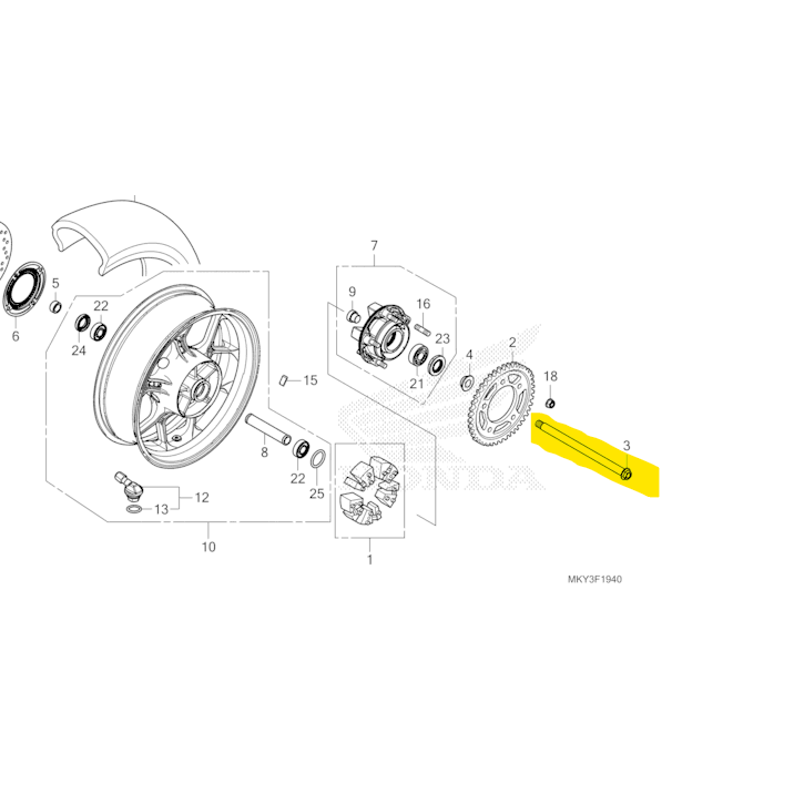 Bakhjulsaxel Honda CB650R 2021-