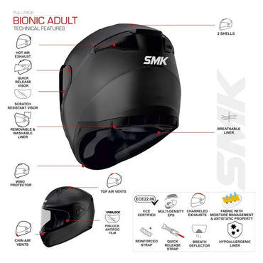 SMK hjälm Bionic Mattsvart