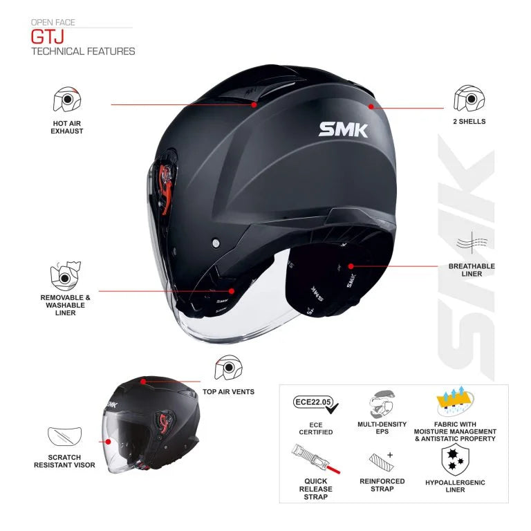 SMK GTJ Pilot Jethjälm Mattsvart