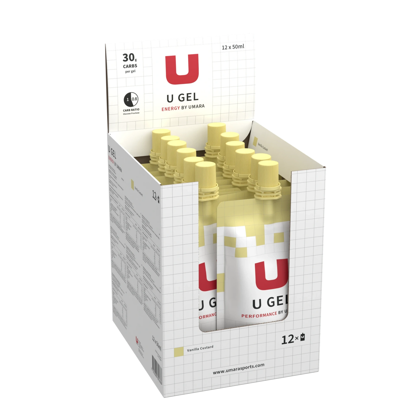 UMARA U GEL 30g Kolhydrater Skruvkork 12-pack - Vaniljsås - ÖREBRO MC SERVICE