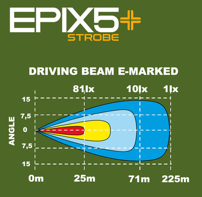 LEDSON Epix5+ Prime Strobe LED-ramp, Orange/vit pos, Blixt