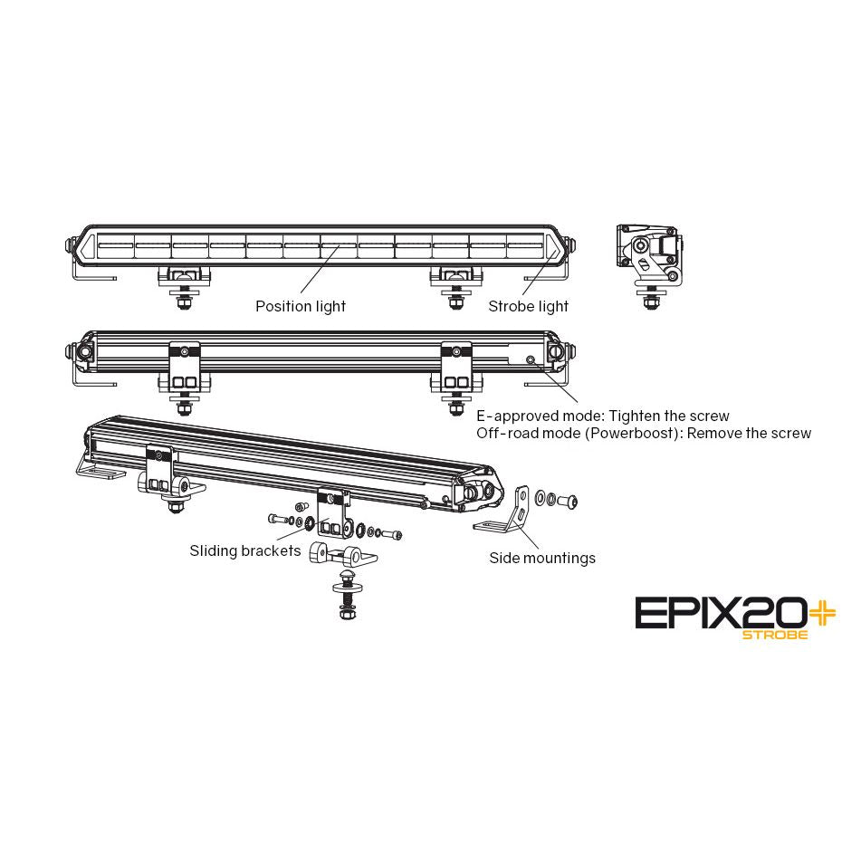 LEDSON Epix20+ Prime Strobe LED-Ramp 20" 180W Powerboost, orange/vit pos, blixt