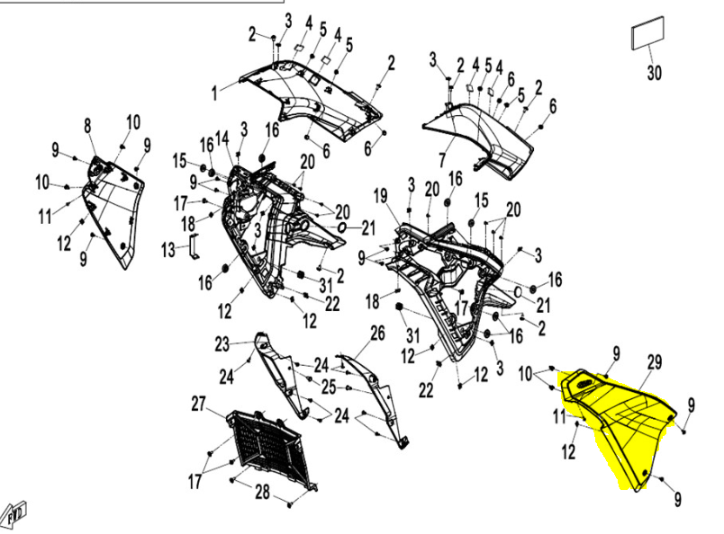 Kåpa Frontpanel Vänster CFMOTO 450 MT