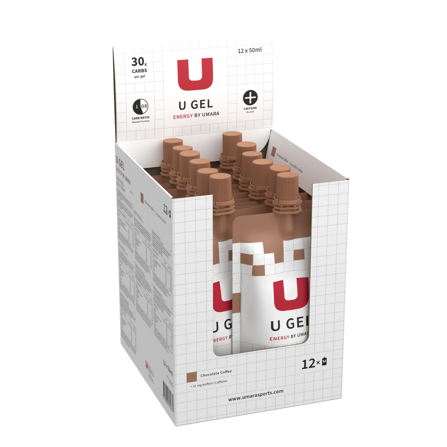 UMARA U GEL 30g Kolhydrater Skruvkork 12-pack - Choklad / Kaffe + Koffein - ÖREBRO MC SERVICE