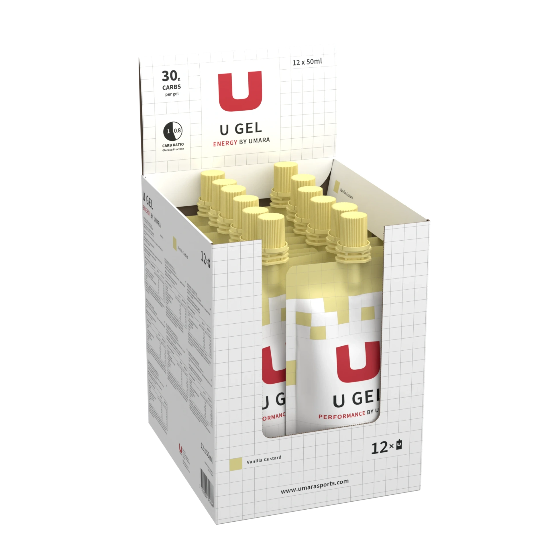 UMARA U GEL 30g Kolhydrater Skruvkork 12-pack - Vaniljsås - ÖREBRO MC SERVICE